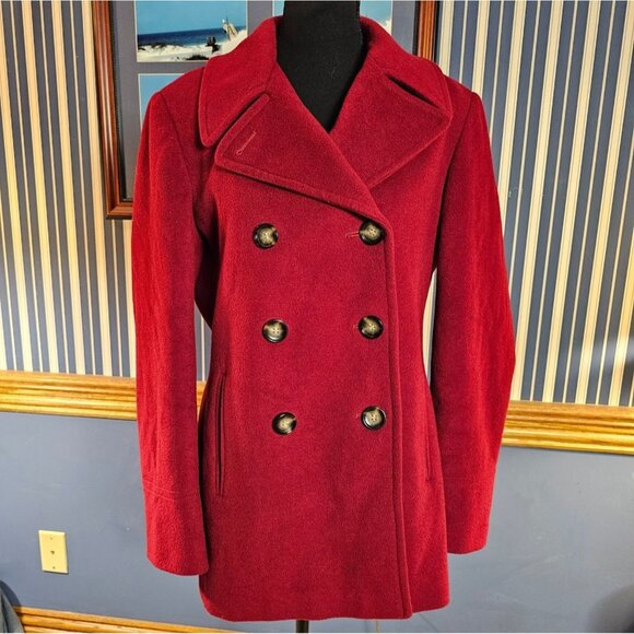 Calvin Klein Red Double-Breasted Pea Coat - Picture 1 of 8